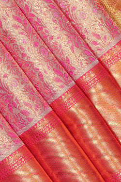 Image of Kanchipattu Bright Pink Tissue Brocade Saree