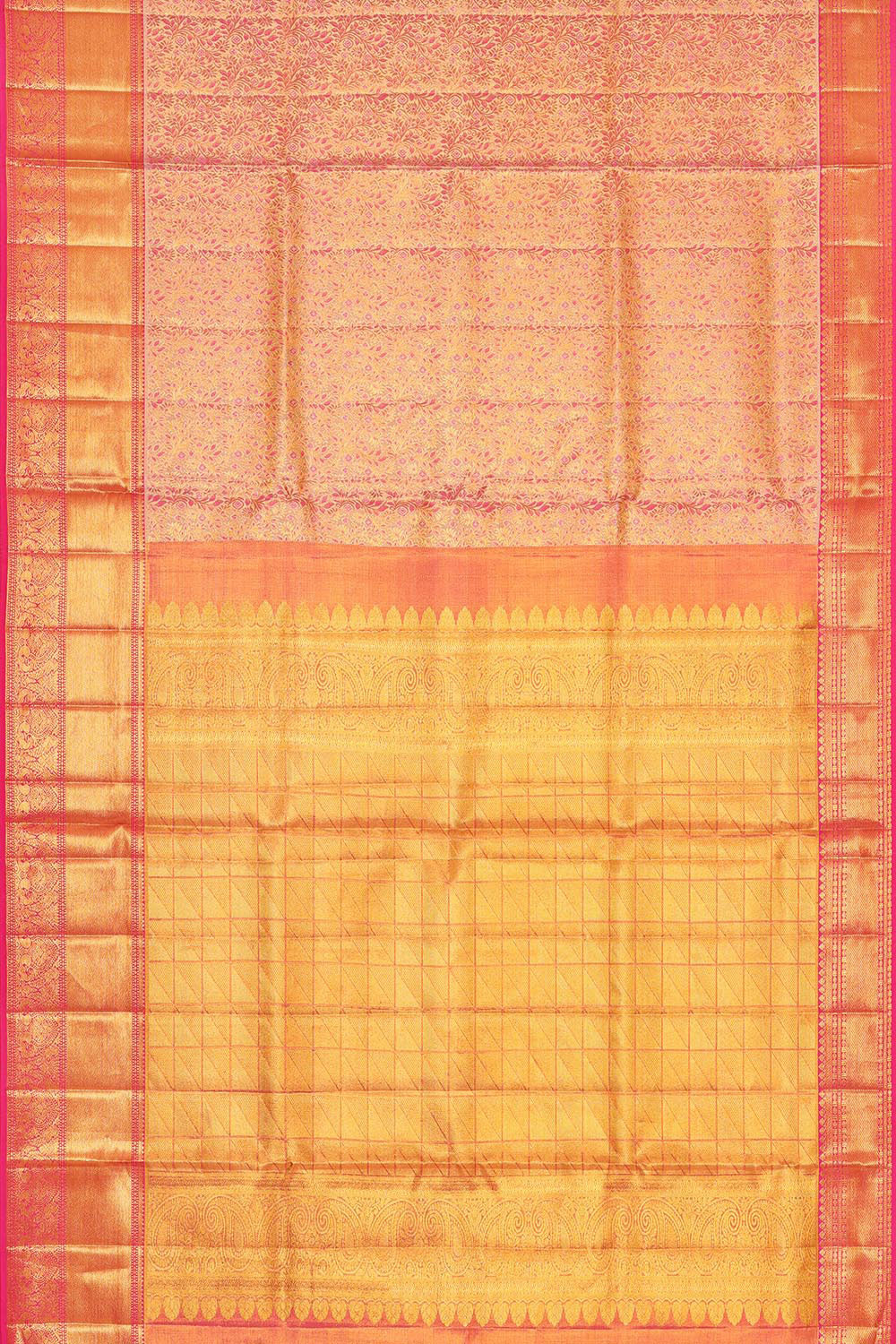 Image of Kanchipattu Bright Pink Tissue Brocade Saree