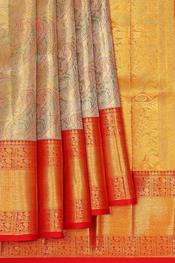 Image of Kanchipattu Light Pista Green Tissue Saree