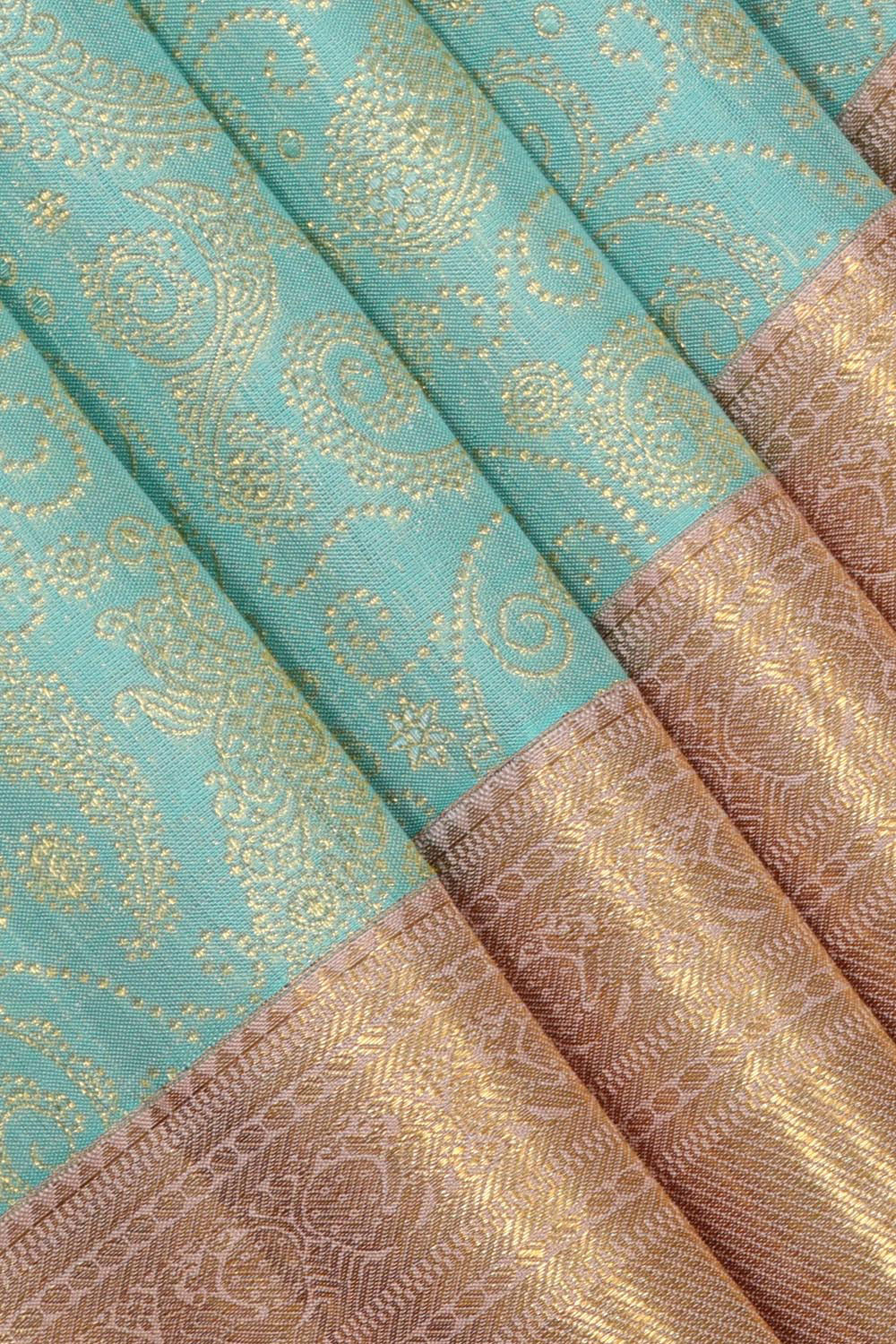 Kanchipattu Sea Blue Brocade Saree