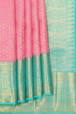 Image of Kanchipattu Baby Pink Brocade Saree