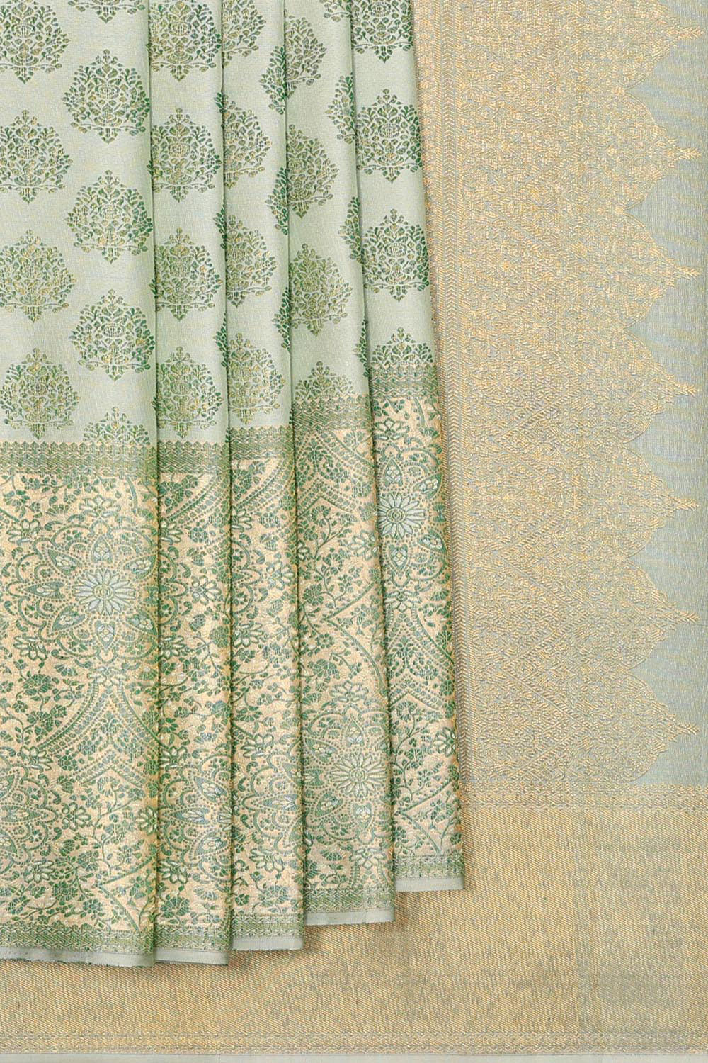 Kanchipattu Pista Green Brocade Saree