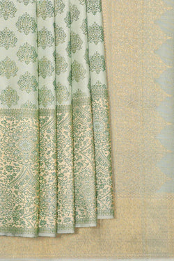 Image of Kanchipattu Pista Green Brocade Saree