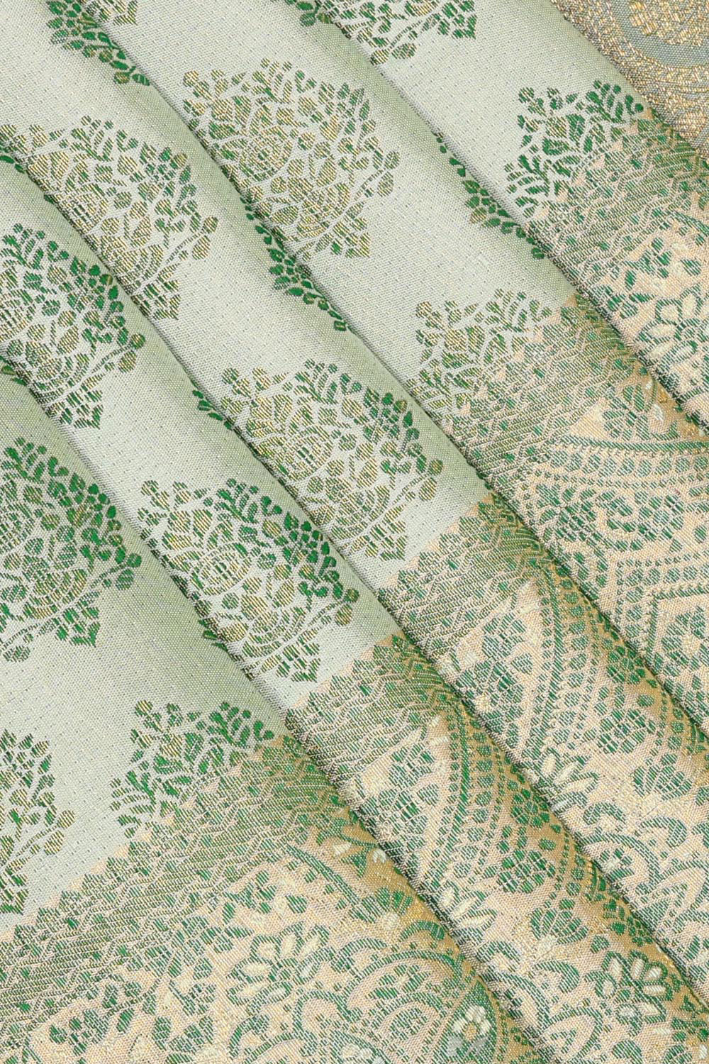 Kanchipattu Pista Green Brocade Saree