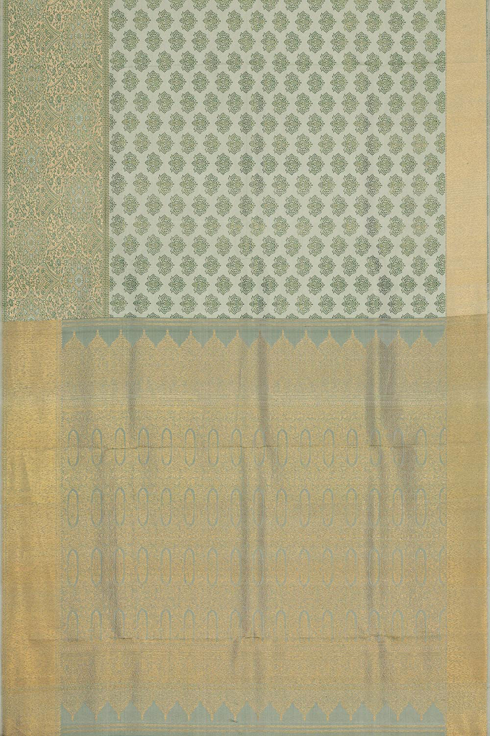 Image of Kanchipattu Pista Green Brocade Saree