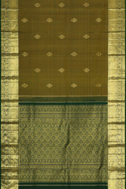 Collection of Kanchipattu Olive Green Brocade Saree in a gallery layout