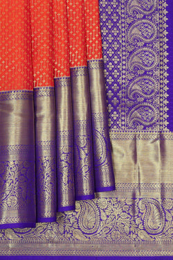 Image of Kanchipattu Dark Orange Brocade Saree