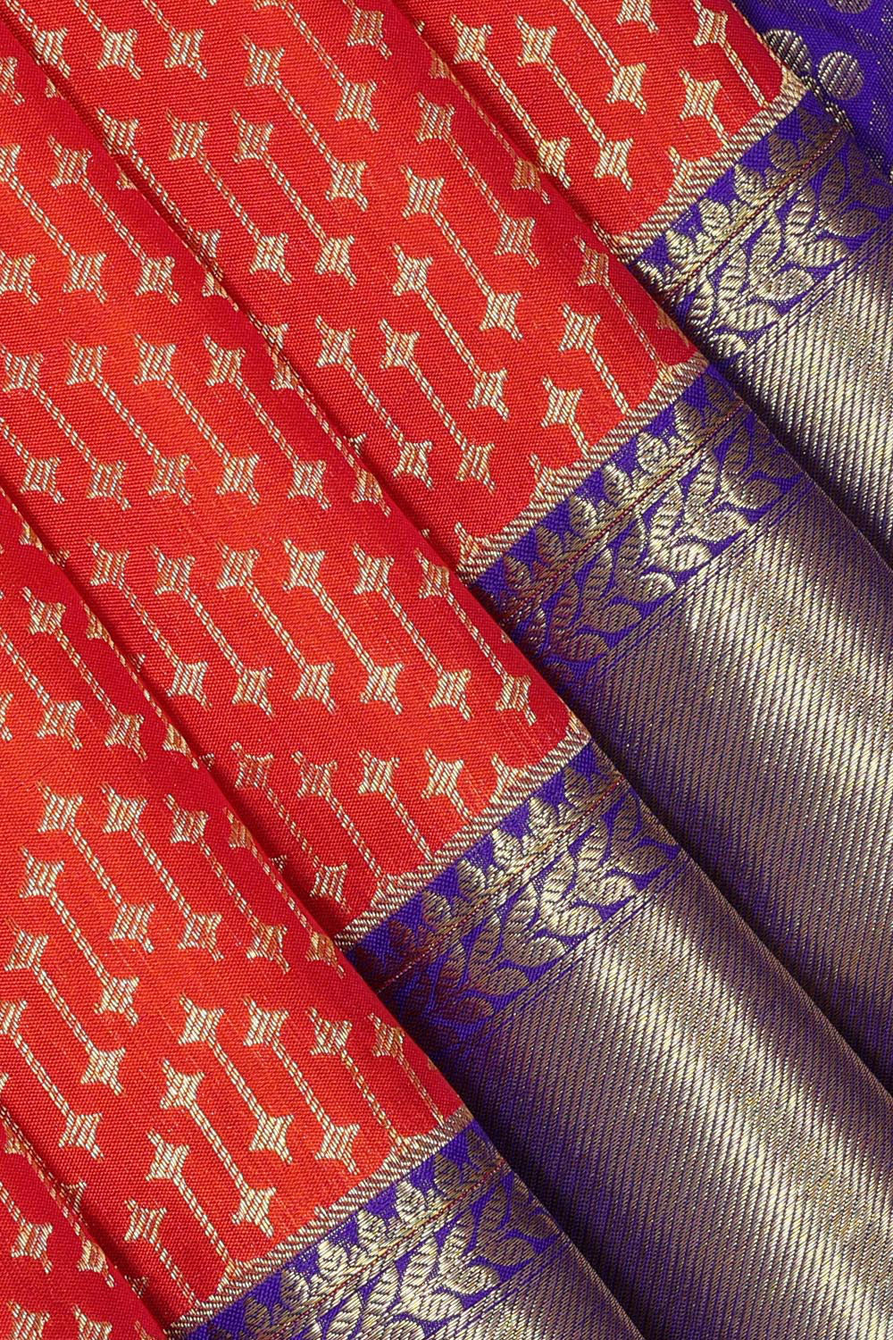 Kanchipattu Dark Orange Brocade Saree