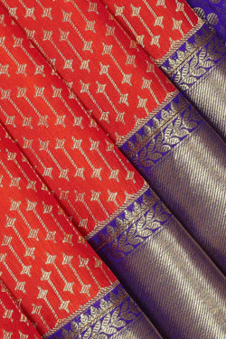 Image of Kanchipattu Dark Orange Brocade Saree