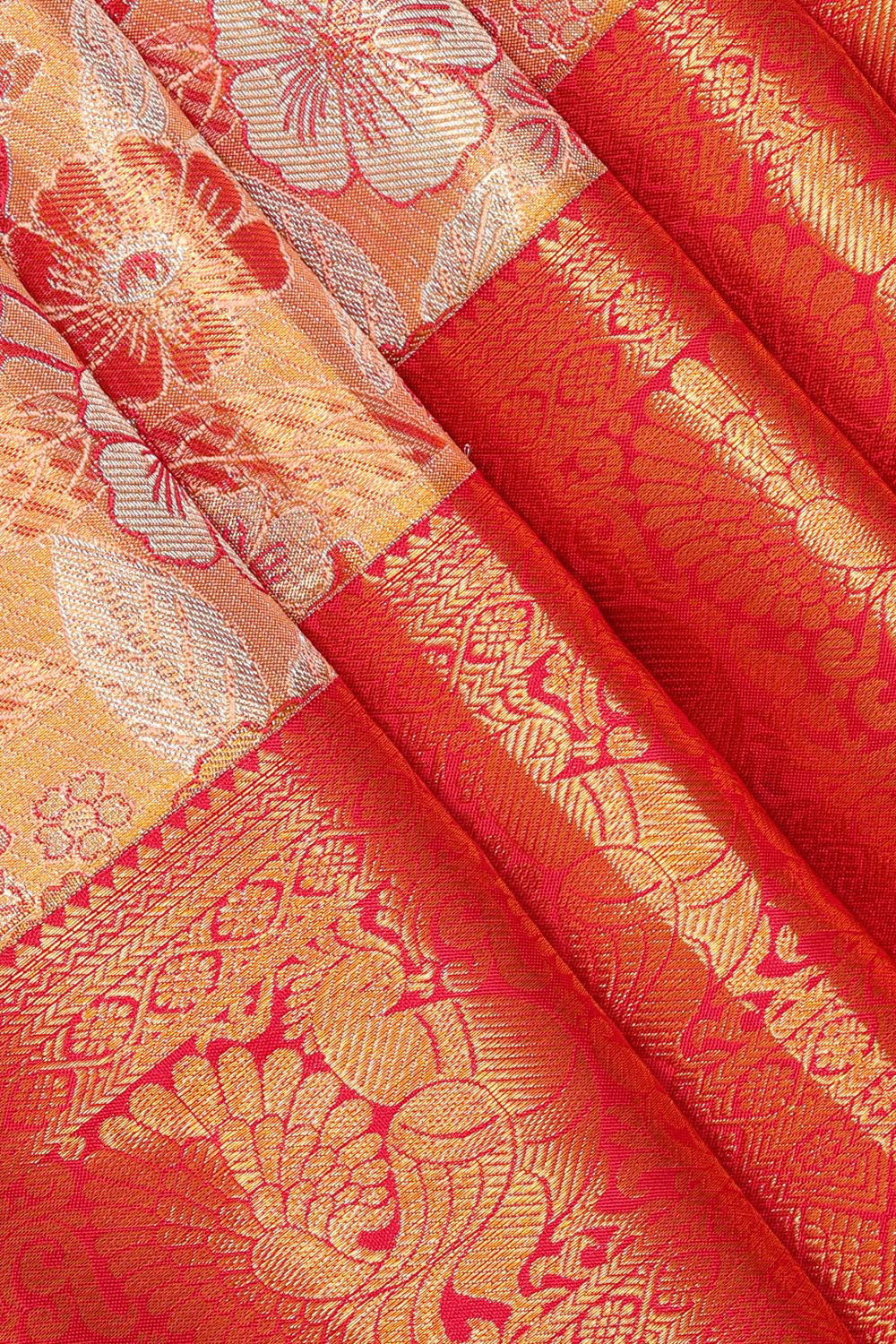 Kanchipattu Light Peach Tissue Brocade Saree