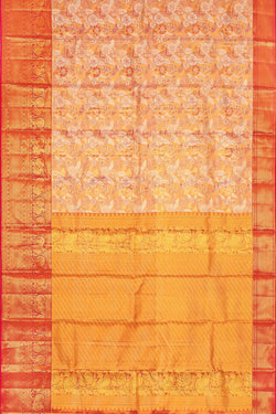 Image of Kanchipattu Light Peach Tissue Brocade Saree