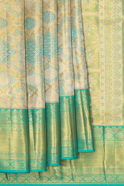 Image of Kanchipattu Dark Yellow Tissue Brocade Saree