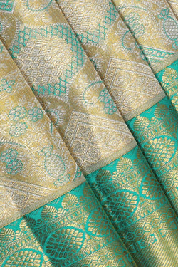 Image of Kanchipattu Dark Yellow Tissue Brocade Saree