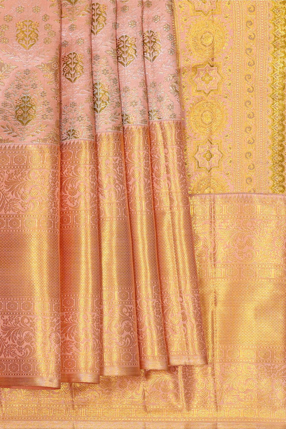 Kanchipattu Peach Colour Brocade Saree