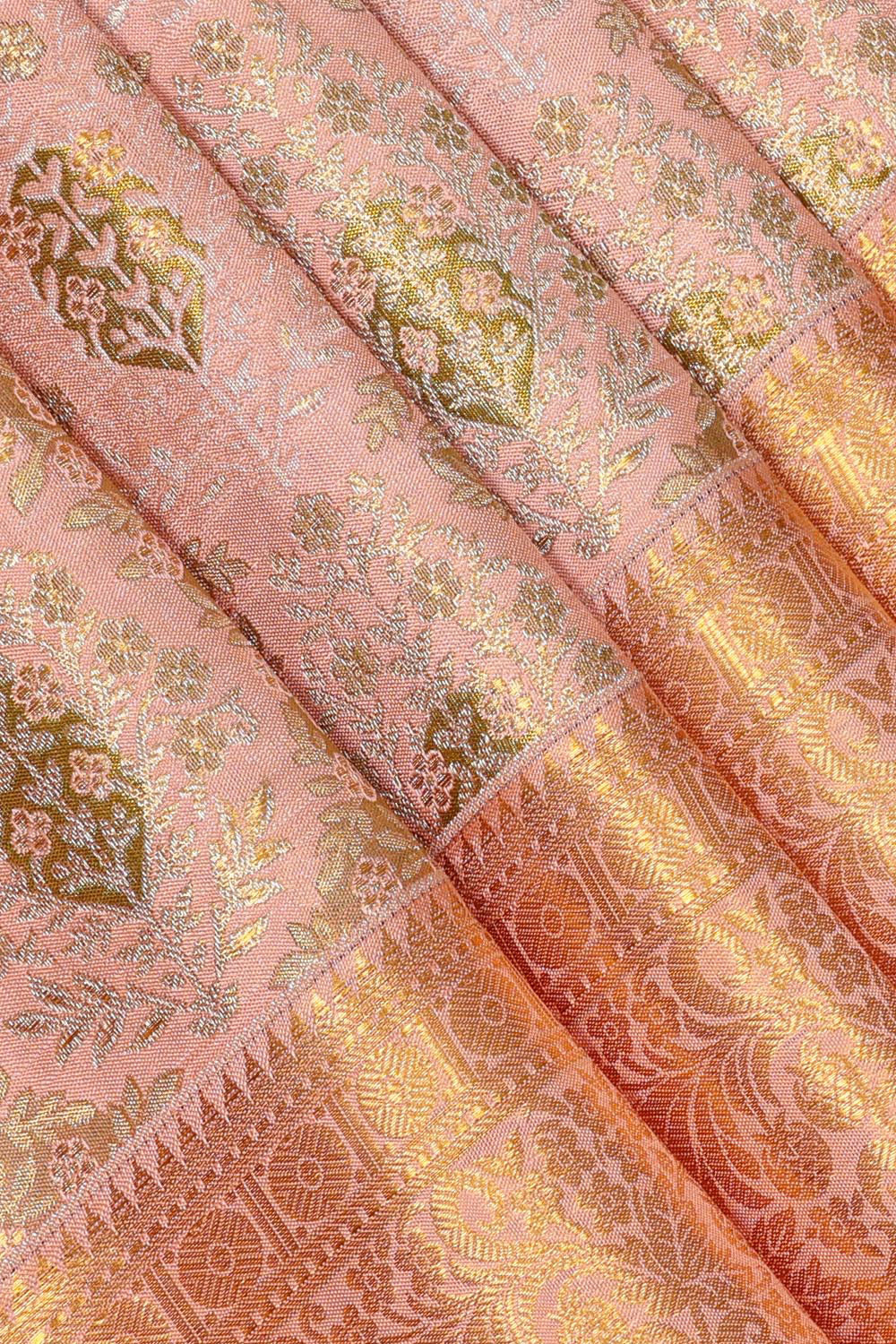 Kanchipattu Peach Colour Brocade Saree