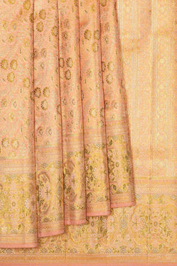 Image of Kanchipattu Light Peach Brocade Saree