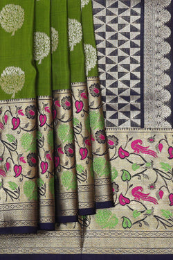 Collection of Venkatagiri Silk Leaf Green Saree in a gallery layout