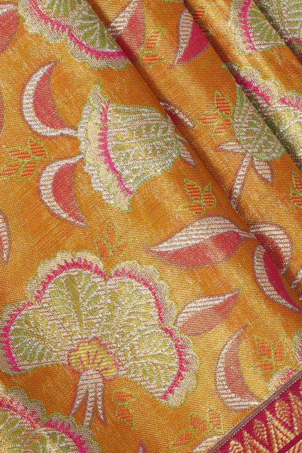 Kanchipattu Mustard Yellow Tissue Brocade Saree