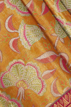 Image of Kanchipattu Mustard Yellow Tissue Brocade Saree