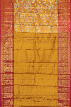 Image of Kanchipattu Mustard Yellow Tissue Brocade Saree