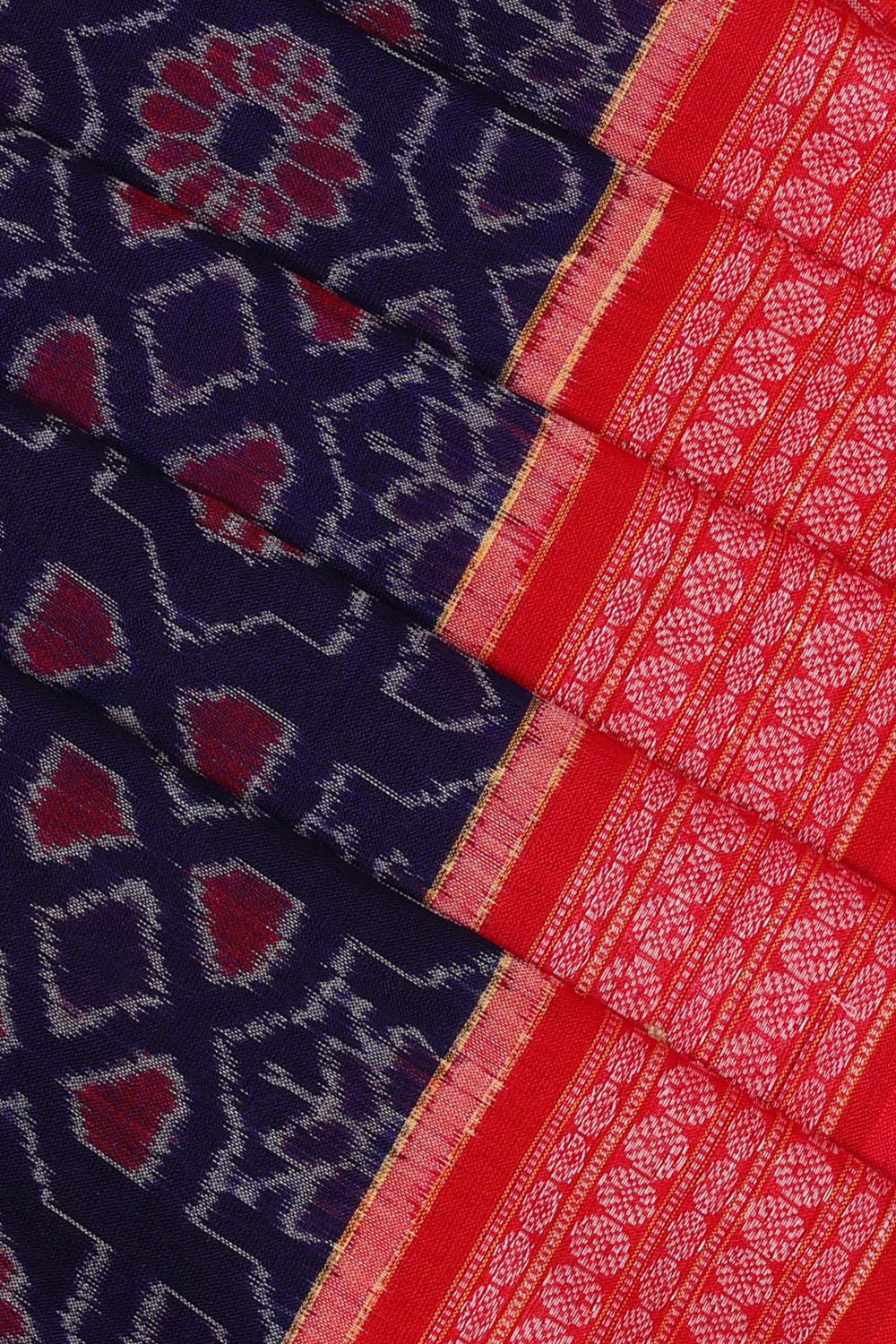 Image of Sambalpuri Cotton Indigo Blue Saree