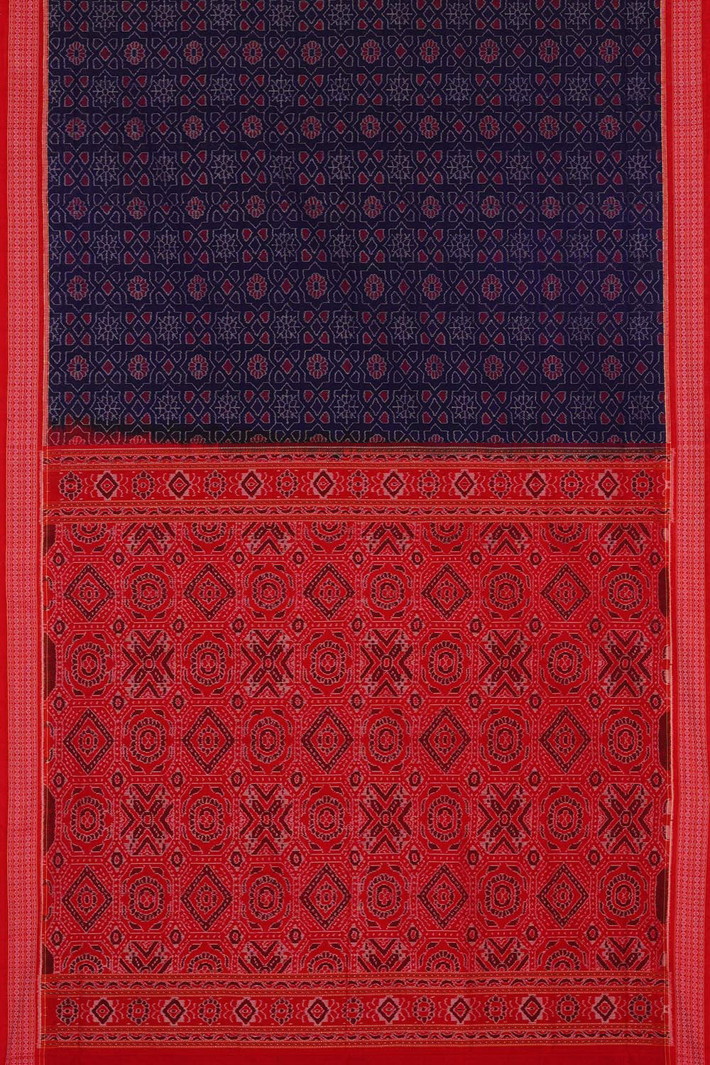 Image of Sambalpuri Cotton Indigo Blue Saree