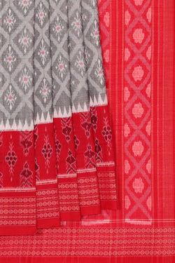 Collection of Sambalpuri Cotton Light-Grey Saree in a gallery layout