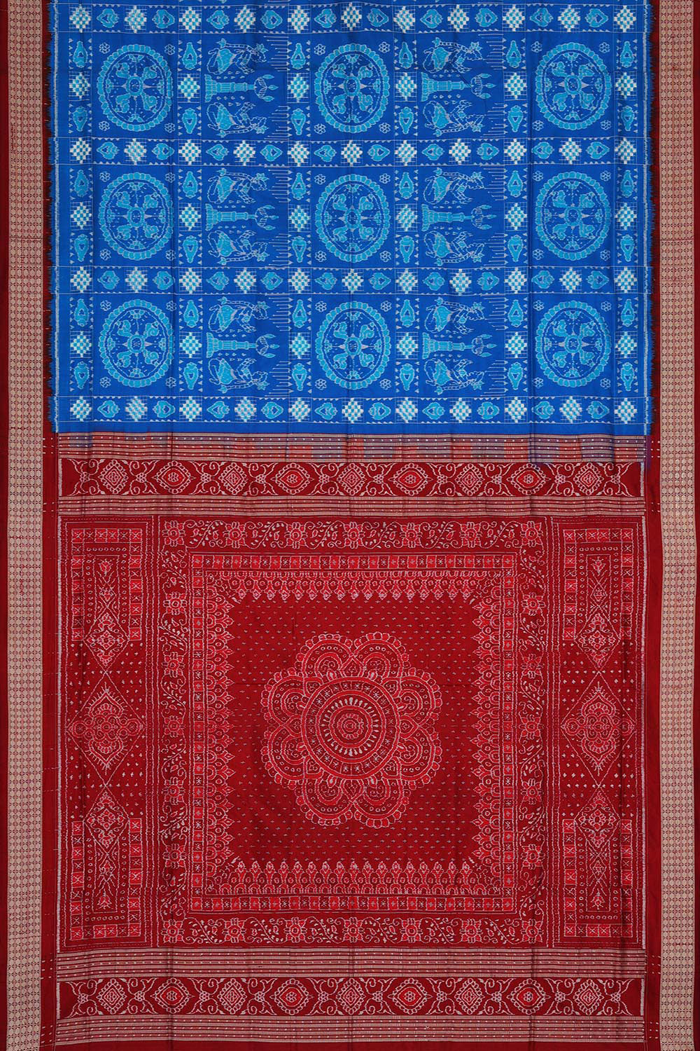 Image of Sambalpuri Silk Ocean Blue Saree