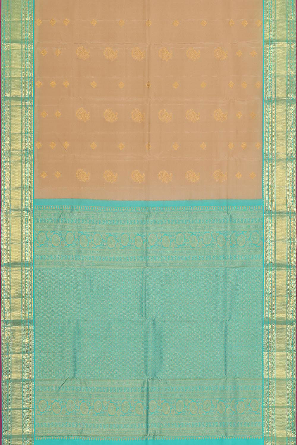 Image of Kanchipattu Dark Cream Brocade Saree