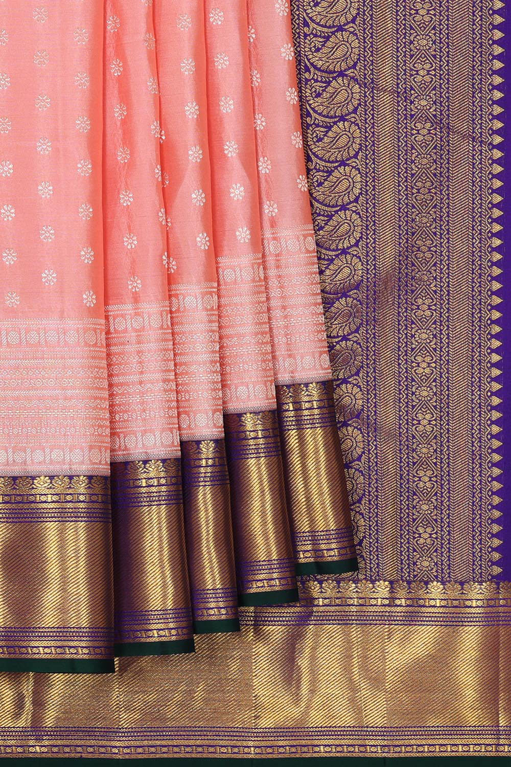 Kanchipattu Peach Brocade Saree