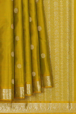 Image of Kanchipattu Olive Green Brocade Saree