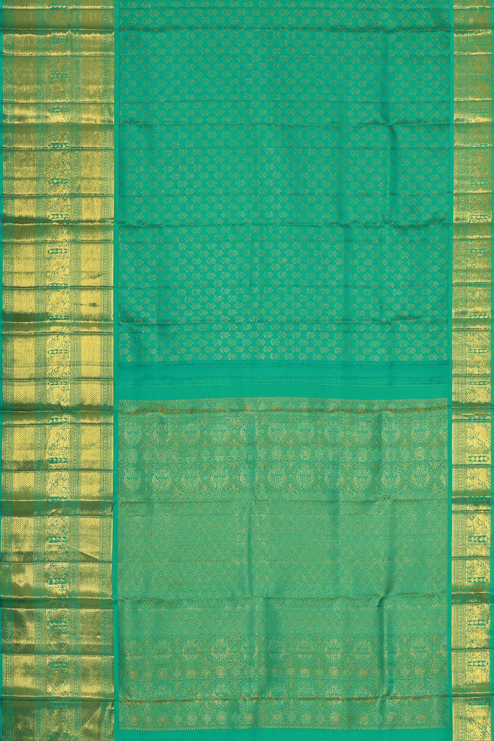 Collection of Kanchipattu Deep Sea Green Brocade Saree in a gallery layout