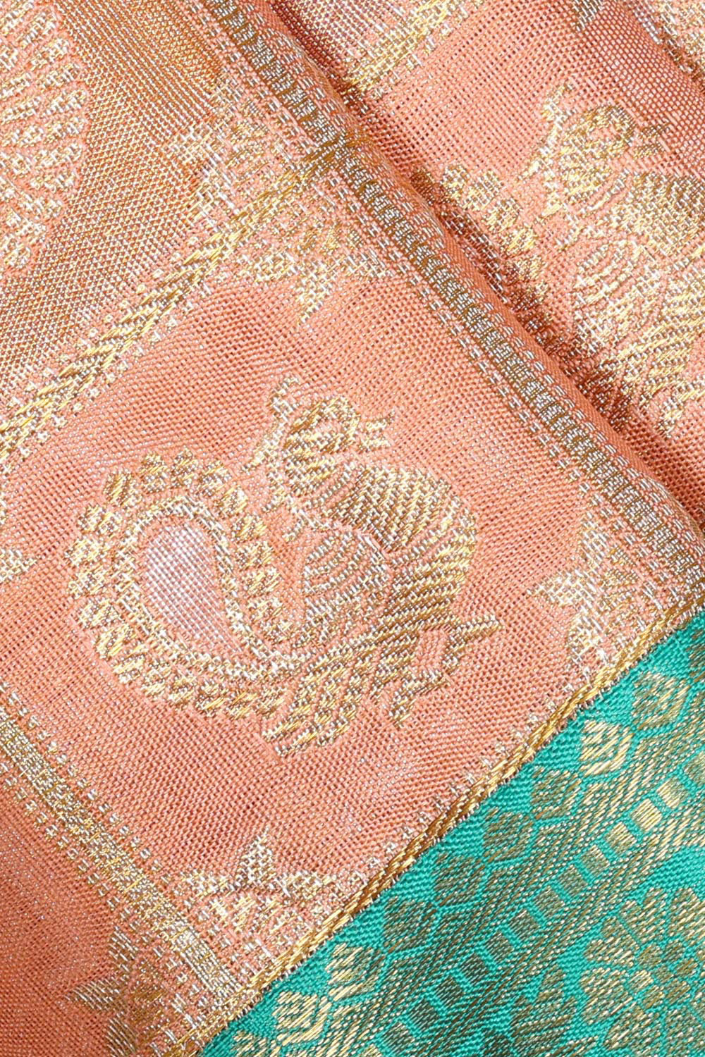 Kanchipattu Peach Colour Brocade Saree