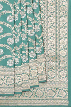 Collection of Banarasi Silk Dull Teal Green Saree in a gallery layout