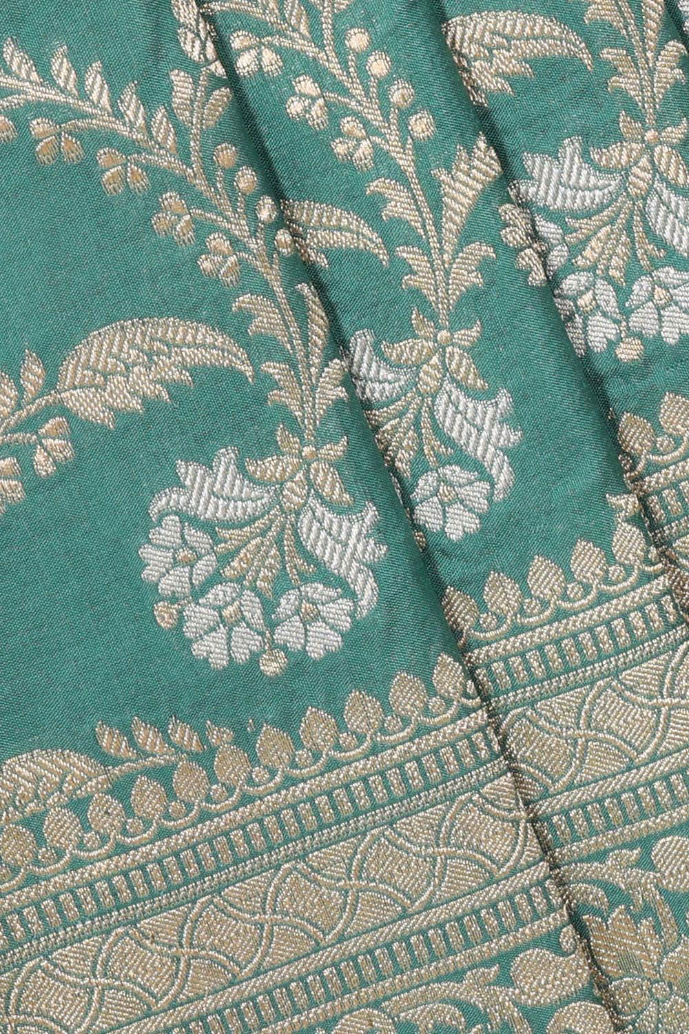 Collection of Banarasi Silk Dull Teal Green Saree in a gallery layout