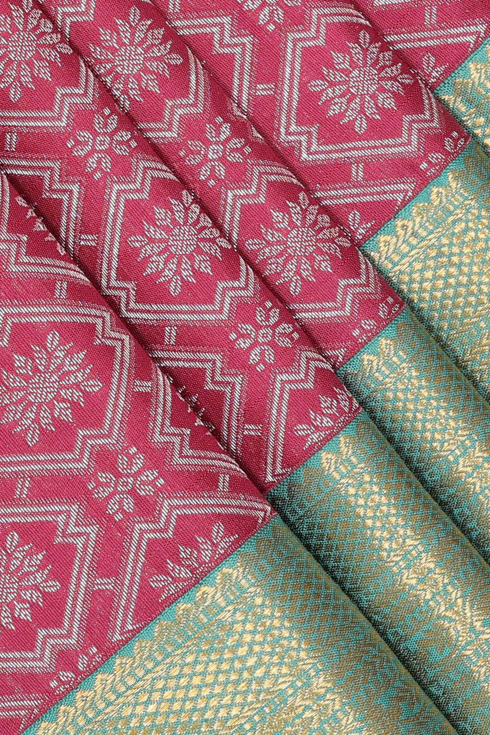 Kanchipattu Onion Pink Brocade Saree