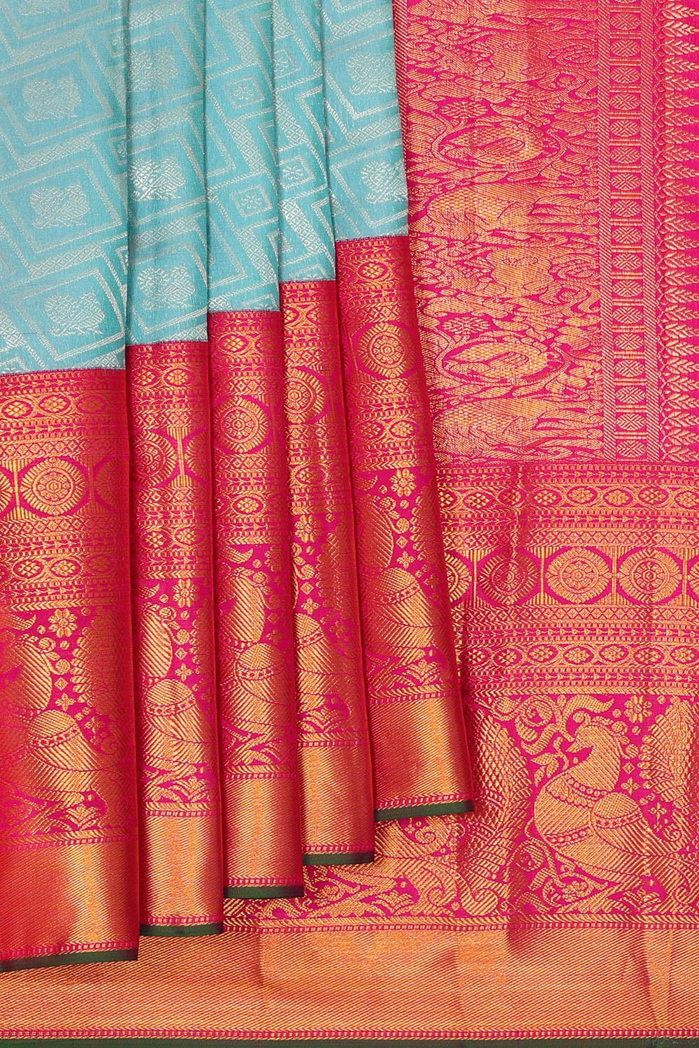 Kanchipattu Sky Blue Brocade Saree