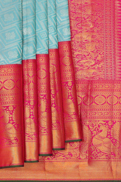 Image of Kanchipattu Sky Blue Brocade Saree