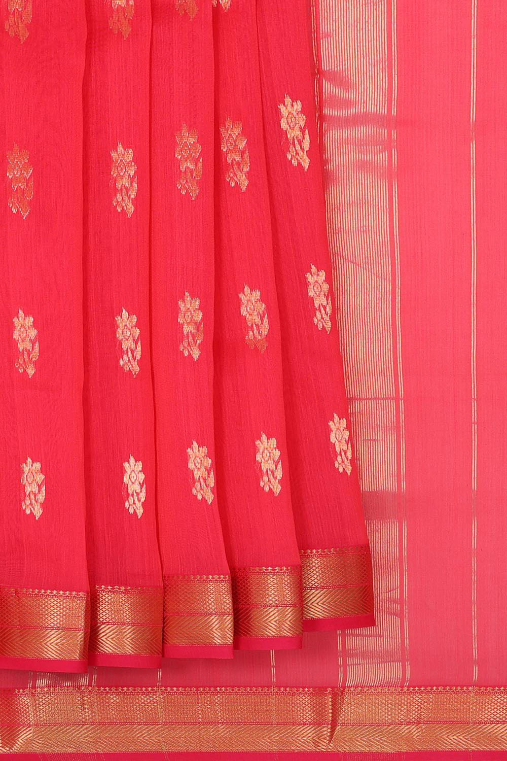 Collection of Chanderi Cotton Silk Rose Red Saree in a gallery layout