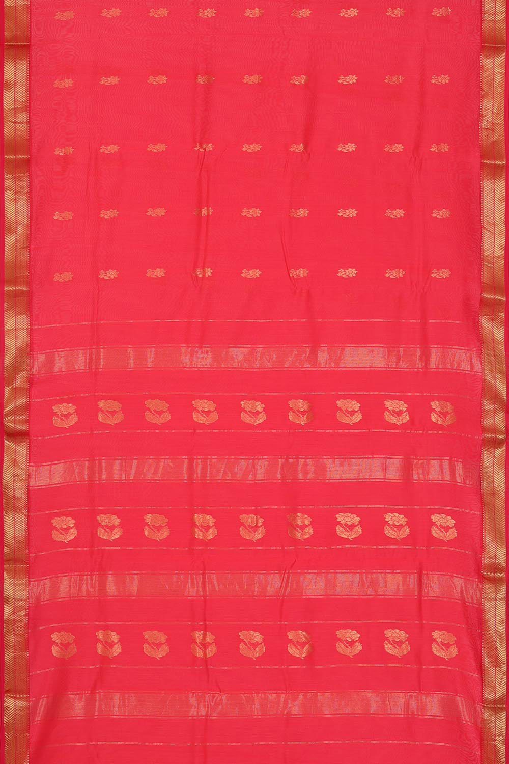 Collection of Chanderi Cotton Silk Rose Red Saree in a gallery layout