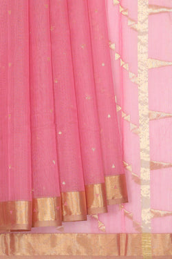 Collection of Chanderi Cotton Silk Pink Saree in a gallery layout