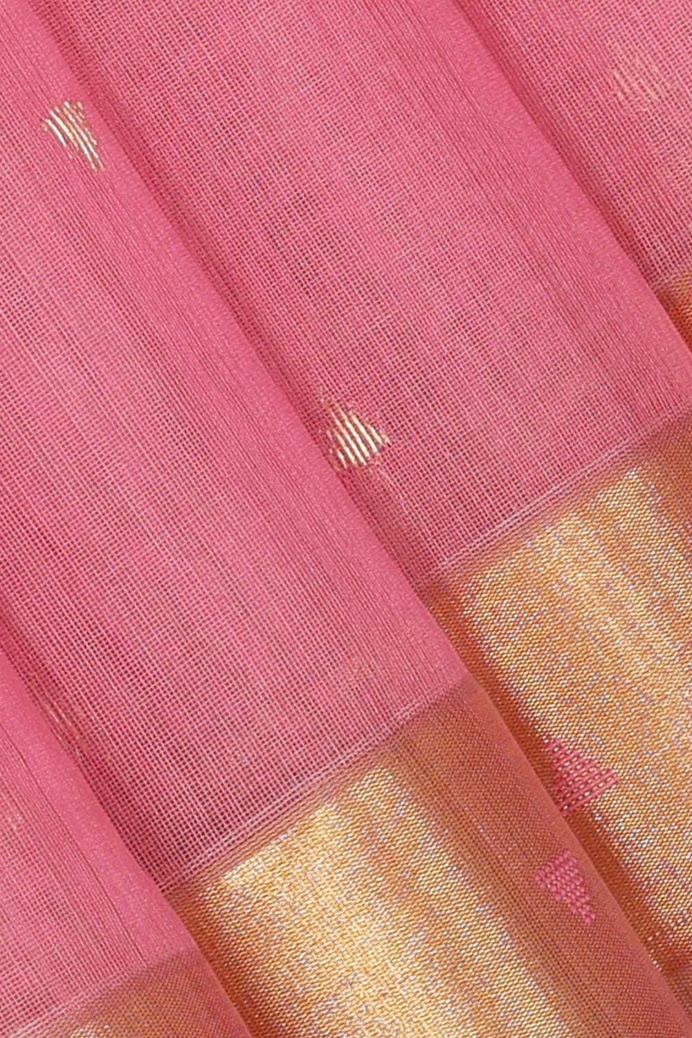 Collection of Chanderi Cotton Silk Pink Saree in a gallery layout