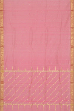 Collection of Chanderi Cotton Silk Pink Saree in a gallery layout