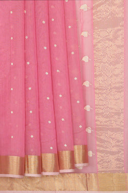 Collection of Chanderi Cotton Silk Pink Saree in a gallery layout