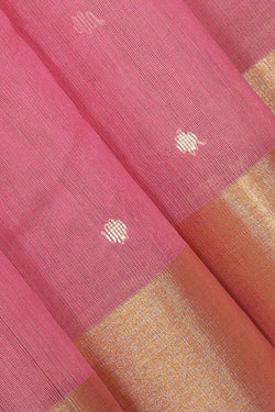 Collection of Chanderi Cotton Silk Pink Saree in a gallery layout