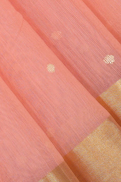 Collection of Chanderi Cotton Silk Peach Saree in a gallery layout