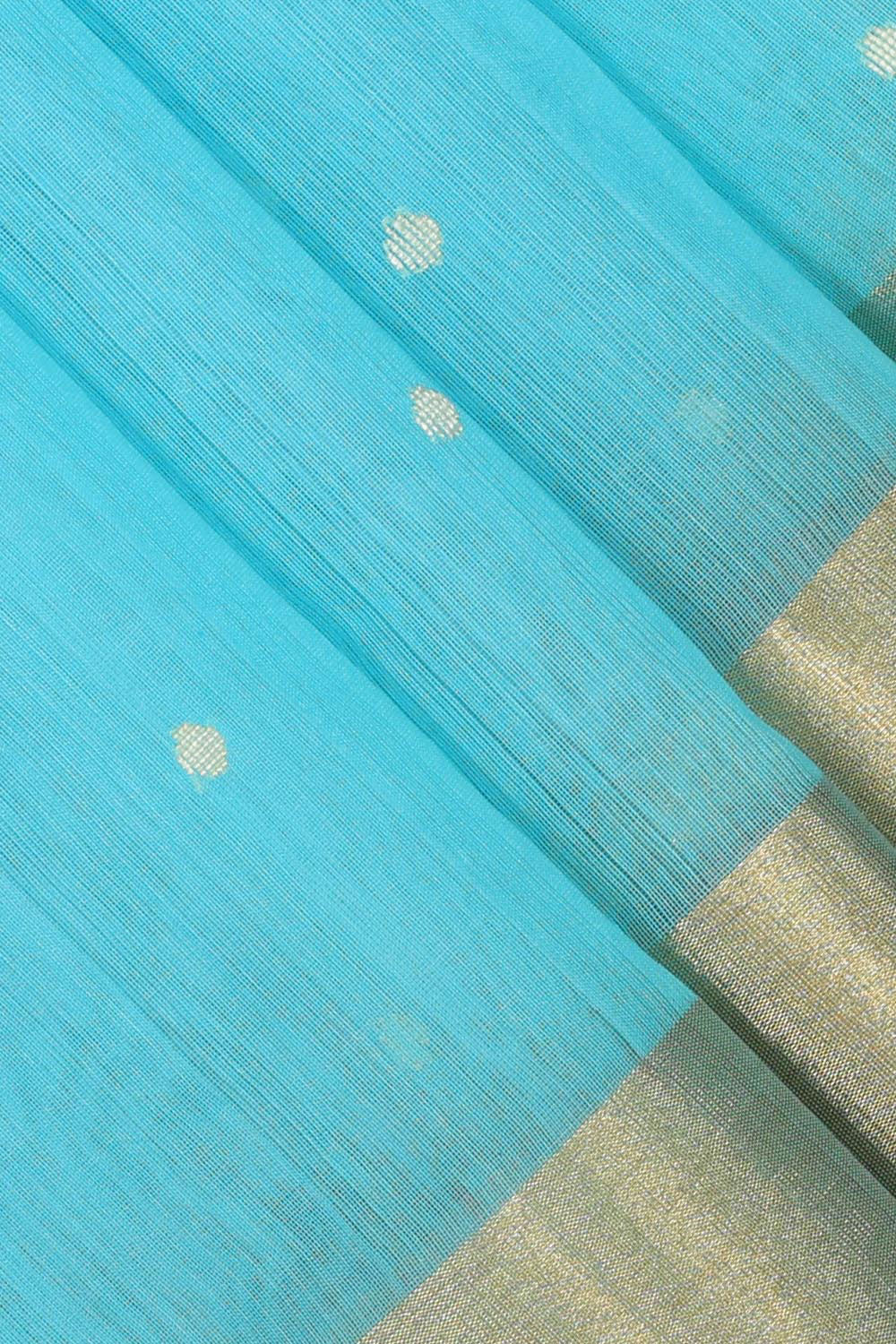 Chanderi Cotton Silk Sky Blue Saree