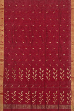 Collection of Chanderi Cotton Silk Caramel Maroon Saree in a gallery layout