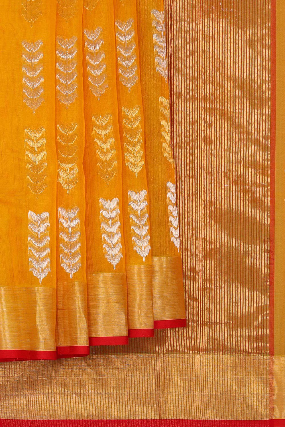 Collection of Chanderi Cotton Silk Yellow Saree in a gallery layout