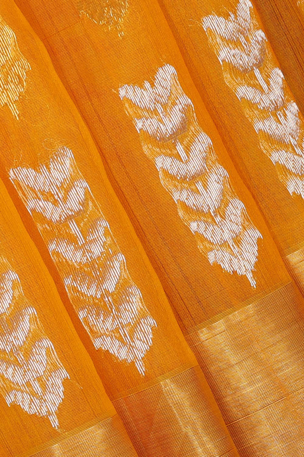 Collection of Chanderi Cotton Silk Yellow Saree in a gallery layout